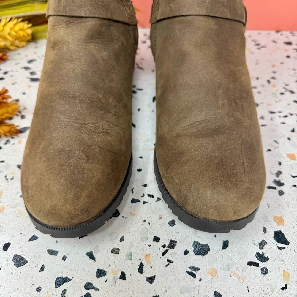 TEVA De La Vina Tall Brown Leather Riding Boots Waterproof Moto Zip Women’s Sz 6